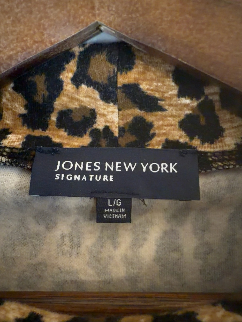 Jones New York Signature Leopard Print Mock Neck Top Women’s Large 100% Cotton - Picture 5 of 7